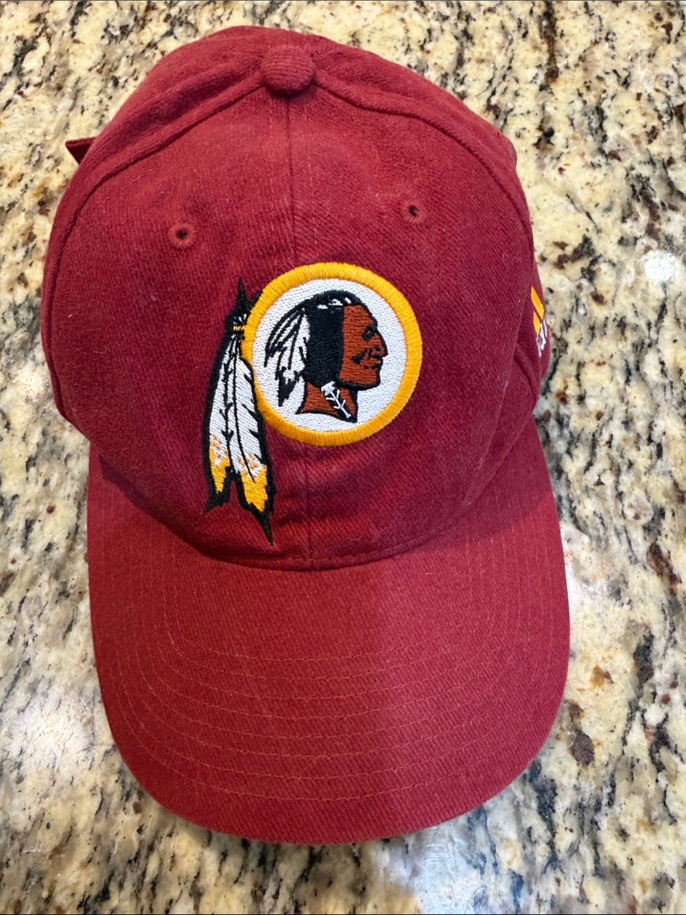 Vtg Redskins NFL Burgundy & Gold  Cap with Embroidered Shield adjustable